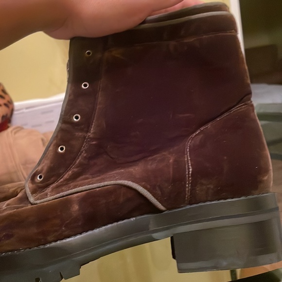 FINAL SALE‼️Alexander McQueen Velvet Zip Biker Boots Brown size 10.5 Women - Picture 8 of 9